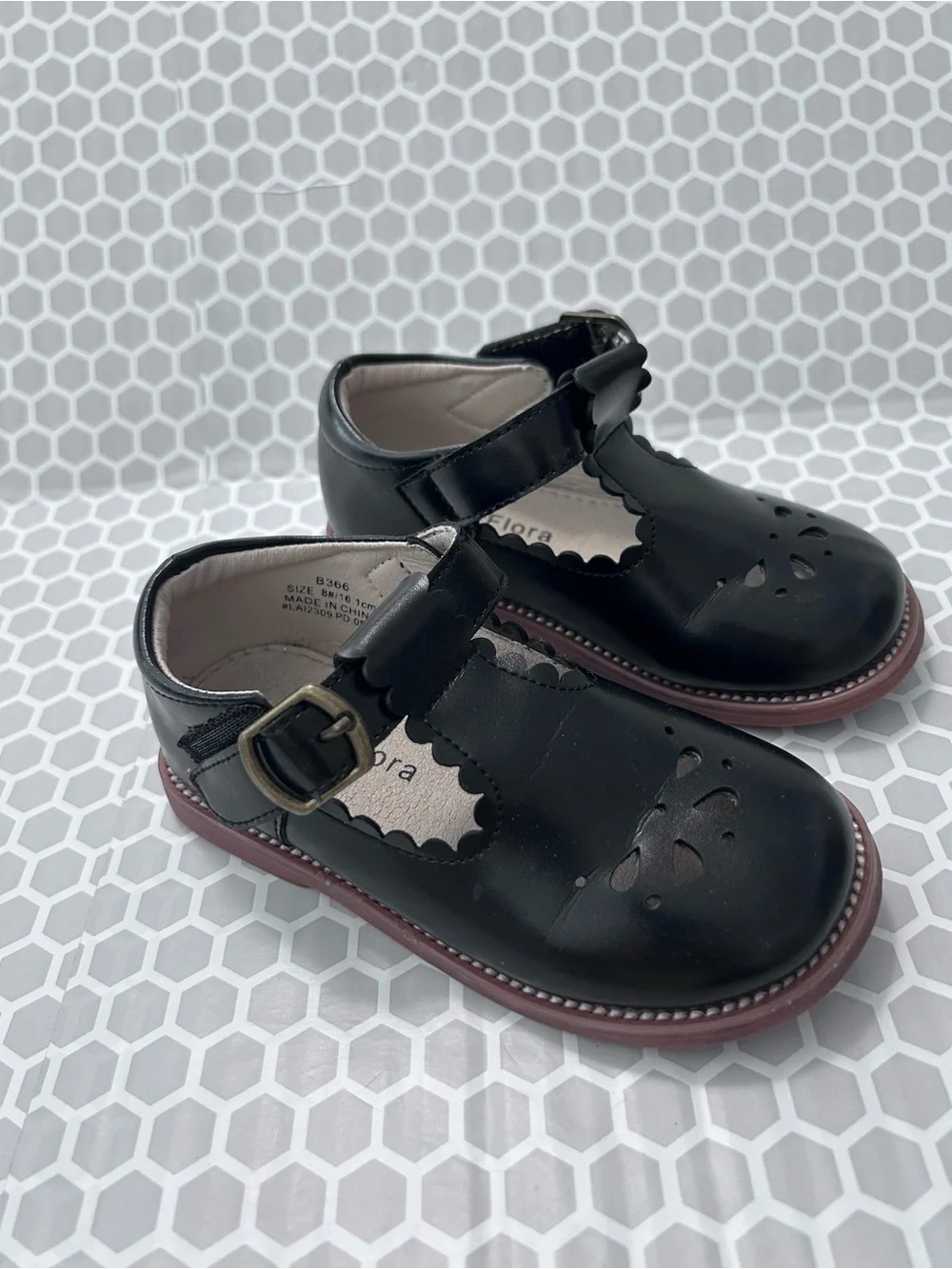 Felix & Flora Black Mary Jane Dress Shoes with Buckle Velcro Strap. Size 8
